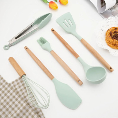 Кухонные принадлежностей силиконовые набор 12 предметов Kitchen & dining кухонная утварь для кухни мятный