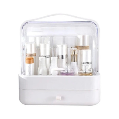 Органайзер для косметики Пилезахисний Водонепроникний Cosmetic Storage Box LD 388 Настільний бокс Сірий