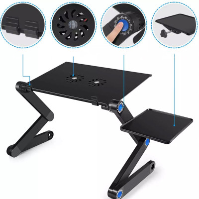 Столик трансформер для ноутбука Портативний з вентилятором Laptop Table T8 підставка стіл з кулером