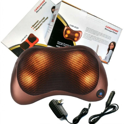 Массажная подушка для шеи и спины 8 шариков Massage pillow Роликовый массажер подушка для тела с ик подогревом