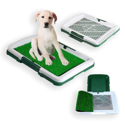 Туалет для собак триярусний Puppy Potty Pad килимок лоток для домашніх тварин з решіткой та травою 47х34х6см