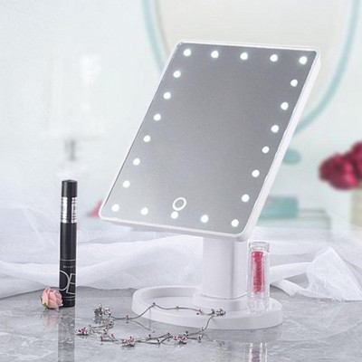 Косметичне дзеркало для макіяжу настільне з підсвічуванням LED Mirror сенсорне White 22 світлодіода