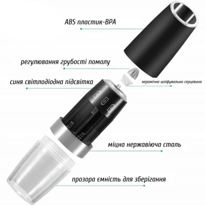 Электрический измельчитель с подсветкой 2 в 1 гравитационная мельница для соли перца и специй