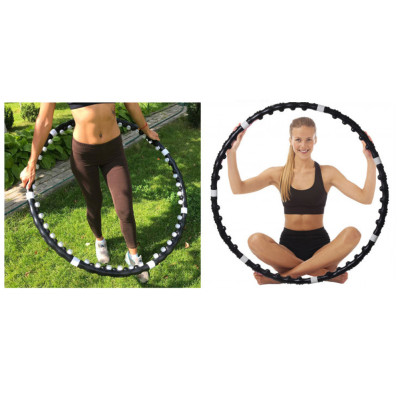 Обруч масажер магнітний хулахуп розбірної Massaging Hula Hoop масажний чорний для фітнесу схуднення талії