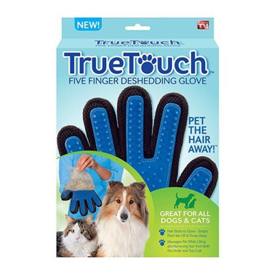 Перчатка расческа True Touch для вычесывания шерсти животных щетка варежка для кошек и собак
