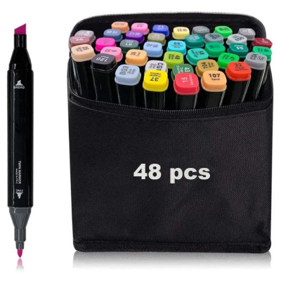 Скетч маркери SKETCHMARKER 48 кольорів Набір для малювання та дизайну двосторонніх маркерів на спиртовій