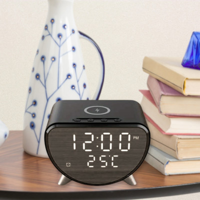 Бездротова настільна зарядка для телефону 15 В з LED екраном годинник з будильником