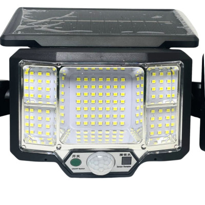 Вуличний потрійний прожектор із сонячною панеллю JB2188 Solar 136 SMD LED ліхтар із датчиком руху та пультом ДУ