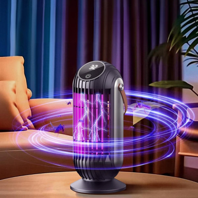 Аккумуляторная лампа ловушка для насекомых с дисплеем BG-008 Electric Shock Mosquito Lamp Антимоскитная лампа приманка для комаров