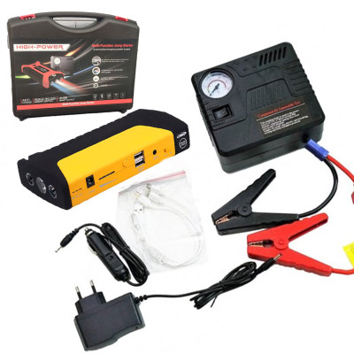 Пускозарядний пристрій JUMPSTARTER автомобільна пускова зарядка портативний бустер з компресором