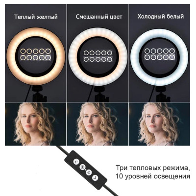 Професійна кільцева світлодіодна LED лампа 39 см для блогера з штативом 2м Селфи кільце