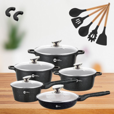Набір каструль Higher Kitchen НК305 зі сковородою та сотейником з антипригарним покриттям для всіх типів плит