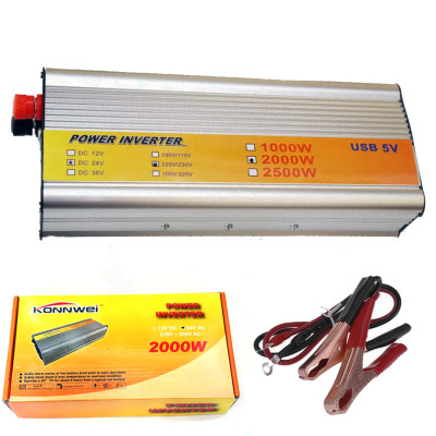 Перетворювач напруги KONNWEI 2000W інвертор від акумулятора автомобільний 24V-220V