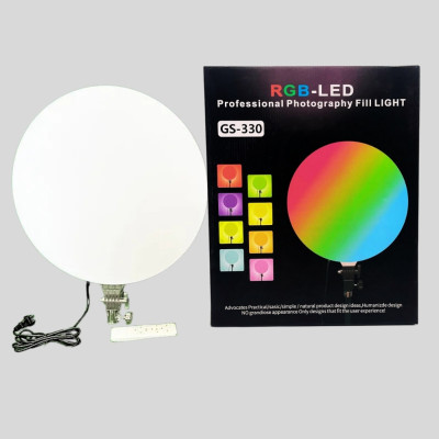 Кругла світлодіодна лампа 33см кольорова із пультом RGB-LED Fill Light GS-330 портативна лампа для фото та відео