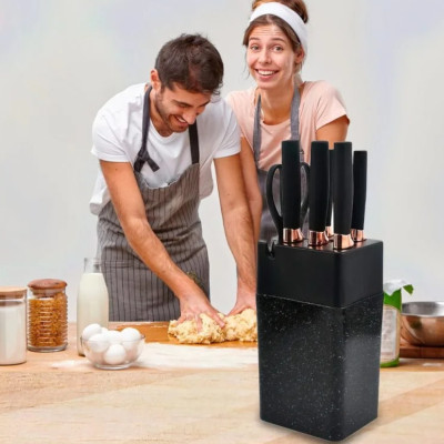 Набір кухонних ножів Knife Set 7 предметів на підставці з нержавіючої сталі