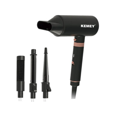 Фен мультистайлер KEMEY KM-9203 з 4 насадками Багатофункціональний стайлер 4в1 для укладки та завивки волосся