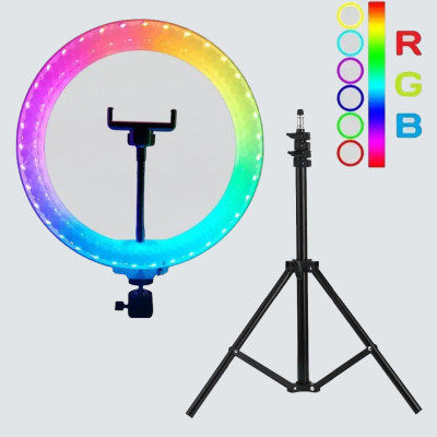 Світлодіодна кільцева лампа RGB 3D 33 см зі штативом 2 м кольорова двостороння LED Селфі кільце від USB Світлодіодна кільцева лампа RGB 3D 33 см зі штативом 2 м кольорова двостороння LED Селфі кільце від USB