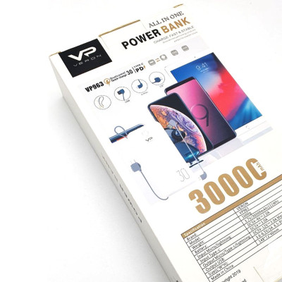 Powerbank Портативний Повербанк Veron 30000 mAh Micro Type С Lightning Пауэрбанк для зарядки телефону