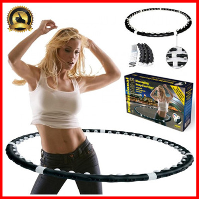 Обруч масажер магнітний хулахуп розбірної Massaging Hula Hoop масажний чорний для фітнесу схуднення талії
