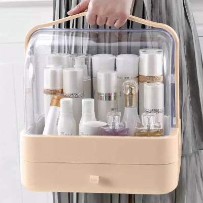 Органайзер для косметики Пилезахисний Водонепроникний Cosmetic Storage Box LD 388 Настільний бокс Рожевий