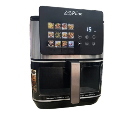 Безмасляна аерофритюрниця ZP-00341 з 2 тенами сенсорна мультипіч 4200W на 13л з таймером і знімною чашею