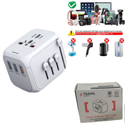 Універсальний мережевий USB адаптер для подорожей та дому Travel Adapter перехідник для розеток Білий