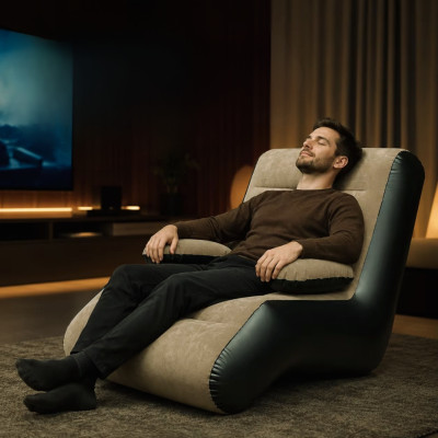 Надувне крісло Inflatable Sofa для відпочинку з високою спинкою підлокітниками та насосом 140х85х80 см
