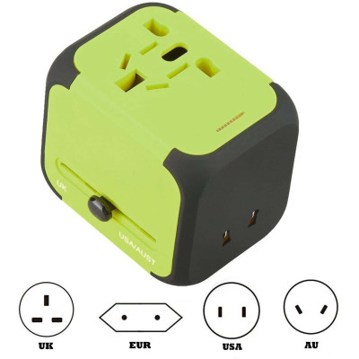 Універсальний мережевий адаптер для подорожей 2 USB Adapter Travel ORIGINAL Перехідник для всіх типів розеток