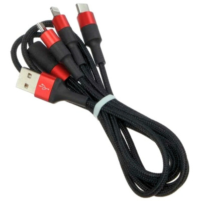 Кабель USB для зарядки телефону 3в1 Typec Micro Lightning провід швидка зарядка плетений 120см