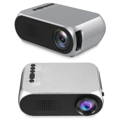 Портативний міні проектор Projector LED YG320 Mini сірий з динаміком для дому лед проектор кишеньковий домашній