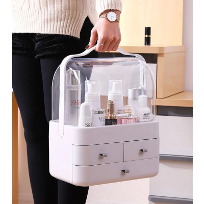 Органайзер для косметики Пилезахисний Водонепроникний Cosmetic Storage Box LD 288 Двох'ярусний бокс Сірий