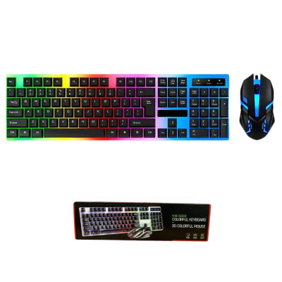 Дротова клавіатура з мишкою LED Keyboard Mouse KM 5003 Ігровий набір з підсвічуванням для комп'ютера