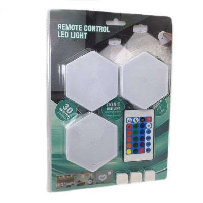 Світильник модульний LED RGB сенсорний шестигранний з пультом складова лампа стільники настінні комплект 3 шт
