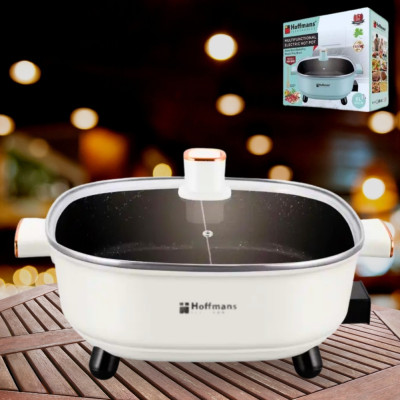 Каструля з антипригарним покриттям від мережі Hoffmans Electronics HM-3030 Електрокаструля з кришкою 6 л Бежева
