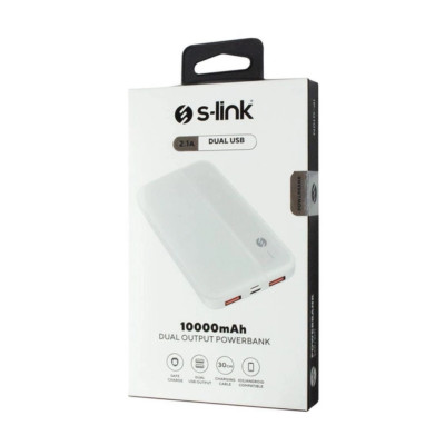 Повербанк Power Bank S-link 10000 mAh Зовнішній акумулятор з дисплеєм Білий