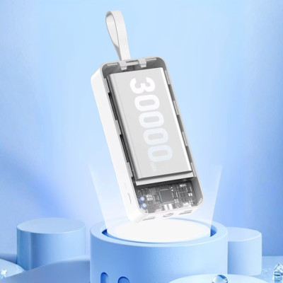 Повербанк 30000 mAh з дисплеєм та ліхтариком Зовнішній акумулятор Remax RPP-550 зарядний 22.5W USB Type-C Lightning для телефону