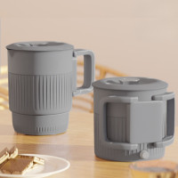 Електричний чайник складаний 800мл Hoffmans Electronics HM-2560 Дорожній швидкозакипаючий 3в1 чайник каструля чашка 1200W Сірий