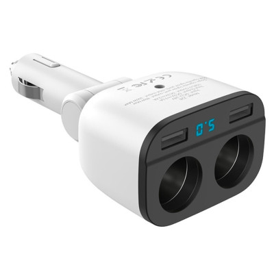Автомобильная зарядка Hoco Z28 Зарядное устройство 2xUSB от прикуривателя с вольтметром Разветвитель в авто