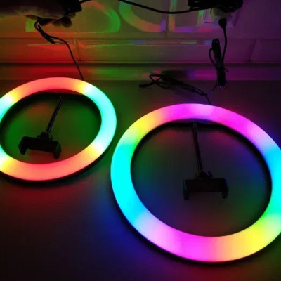 Кольорова кільцева лампа RGB 36 см MJ36 кольорова світлодіодна для блогерів