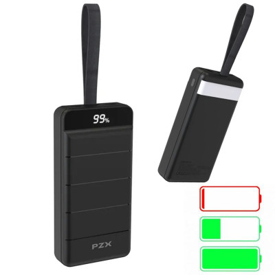 Повербанк 30000 mAh power bank PZX V25 швидка зарядка для телефону USB Type-C micro USB Lightning