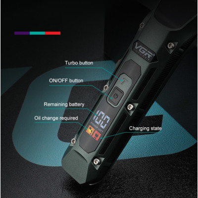 Акумуляторна машинка для стрижки волосся VGR V696 портативна з usb зарядкою 4 насадками та підставкою
