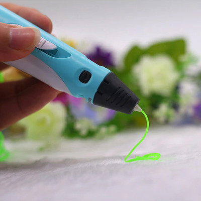 3D Ручка для дітей 3Д ручка 2 покоління з дисплеєм LCD Pen 2 Блакитна для дітей Набір з Еко Пластиком