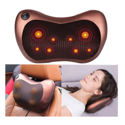 Массажная подушка для шеи и спины 8 шариков Massage pillow Роликовый массажер подушка для тела с ик подогревом