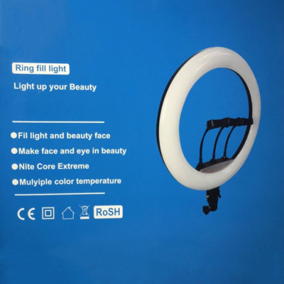 Світлодіодна кільцева лампа Ring fill light 45 см для фото та відео з 3 тримачами для телефону Селфі лампа