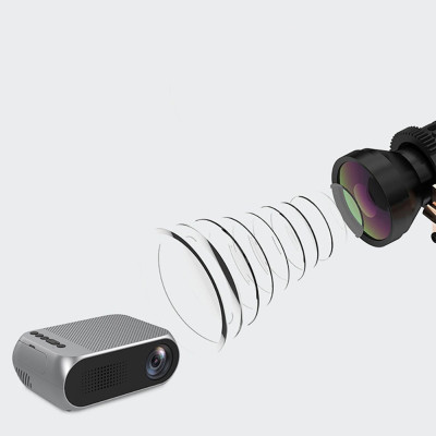 Портативний міні проектор Projector LED YG320 Mini сірий з динаміком для дому лед проектор кишеньковий домашній