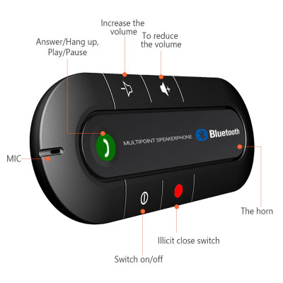 Комплект гучномовця Lesko Car Kit Bluetooth спікерфон Bluetooth гарнітура для авто Hands free