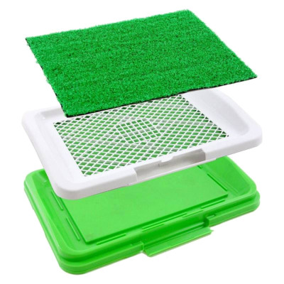 Туалет для собак триярусний Puppy Potty Pad килимок лоток для домашніх тварин з решіткой та травою 47х34х6см
