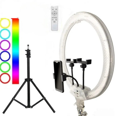 Світлодіодна кільцева лампа RGB 3D 45 см зі штативом 2 м кольорова двостороння LED Селфі кільце