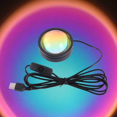 Проекційний світильник USB проектор гнучка атмосферна лампа для фото Sunset Lamp 16 кольорів з пультом