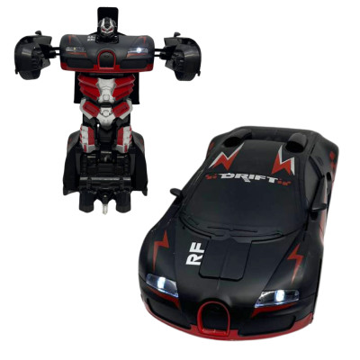 Машинка трансформер на радіокеруванні акумуляторна 2в1 Bugatti autobot Робот автобот на пульті управління